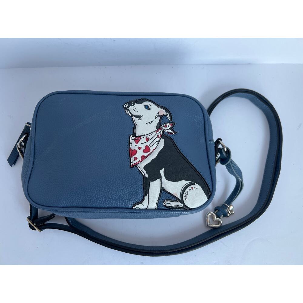 Brighton Tom Clancy Central Bark Blue Leather Dog Camera Crossbody Bag OS